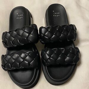 a new day Black Braided Slide Sandals